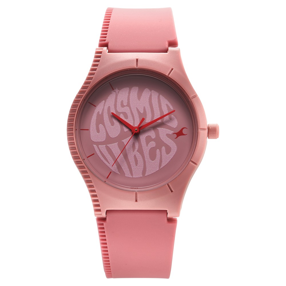 Buy Online Fastrack Tees Quartz Analog Pink Dial Silicone Strap Watch for Girls 68022pp07w Fastrack