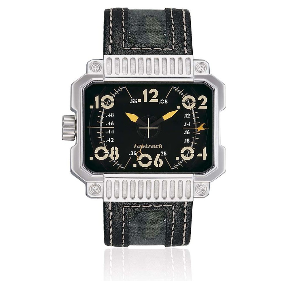 Buy Online Fastrack Quartz Analog Black Dial Leather Strap Watch for ...