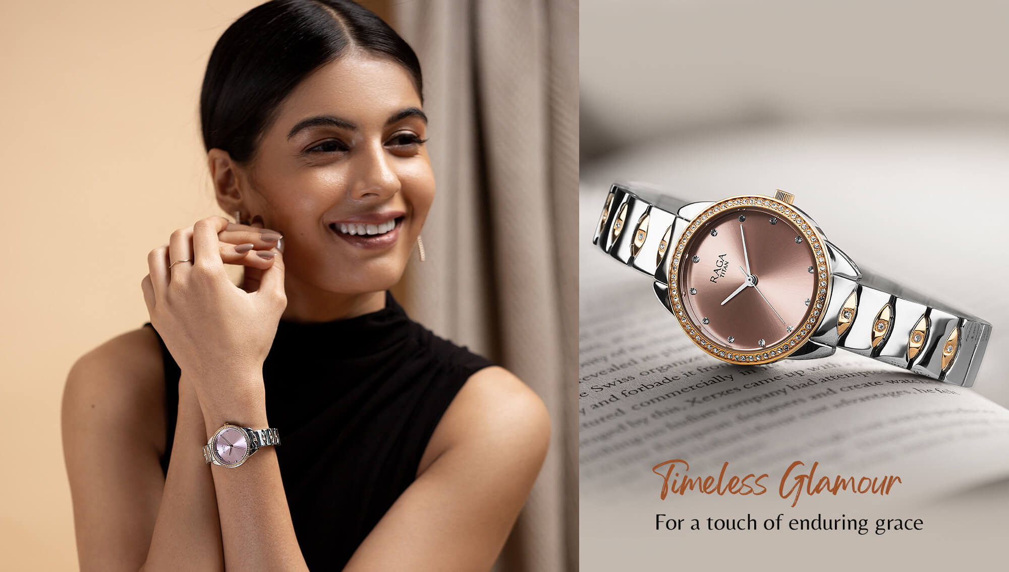 Titan Raga Showstopper Quartz Analog Mother Of Pearl Dial Metal Strap Watch for Women