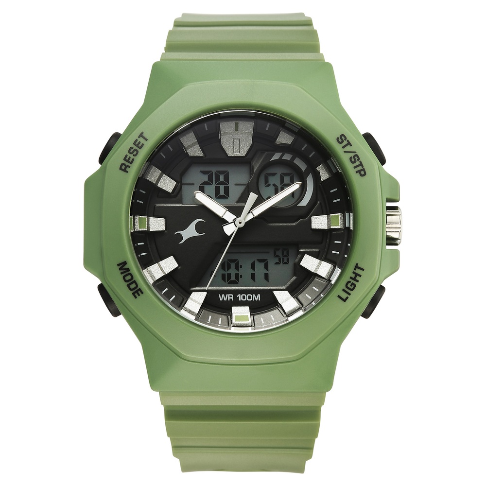 Buy Online Fastrack Streetstyle Quartz Digital Black Dial Green PU - Main Image