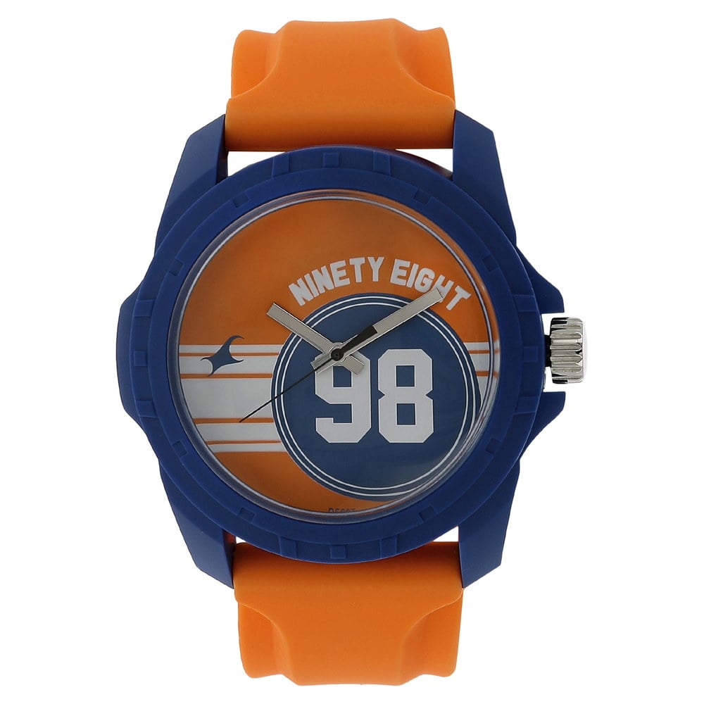 Buy Online Fastrack Quartz Analog Orange Dial Plastic Strap Watch
