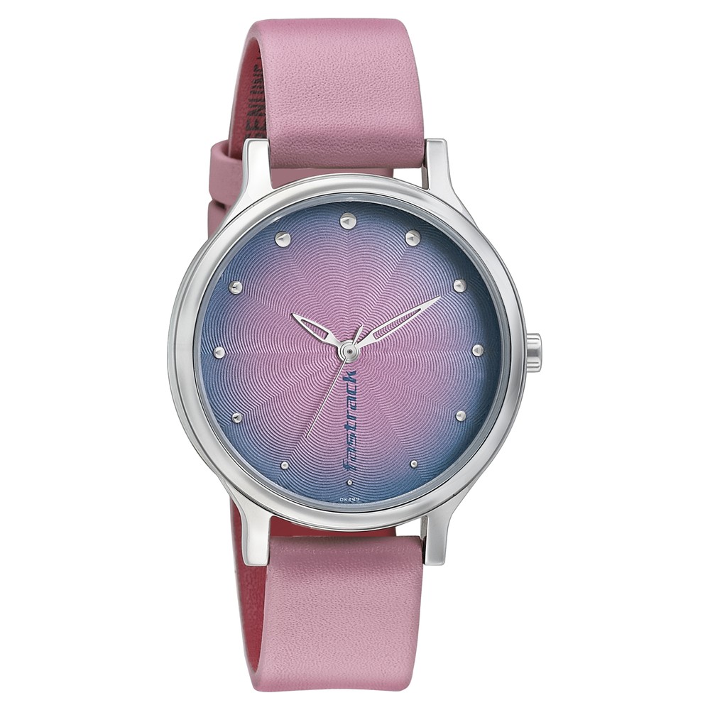 Buy Online Fastrack Sunburn Quartz Analog Pink Dial Leather Strap