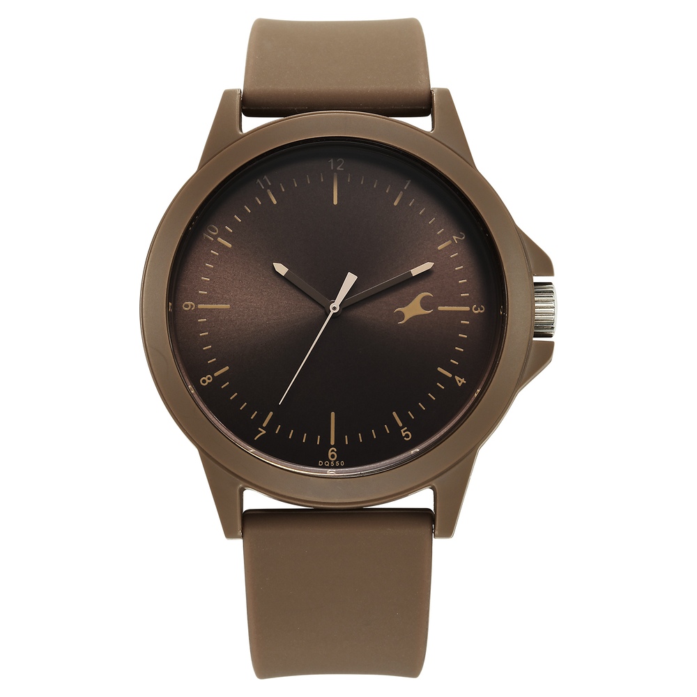 Buy Online Fastrack Tees Urbanique Quartz Analog Brown Dial Silicon Strap Watch For Guys 38024pp80w Fastrack