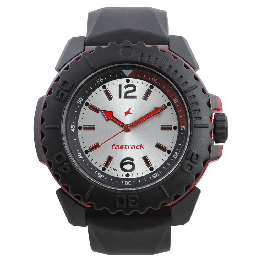 Buy Online Fastrack Quartz Analog Silver Dial Plastic Strap Watch for Guys nk38020pp04 Fastrack