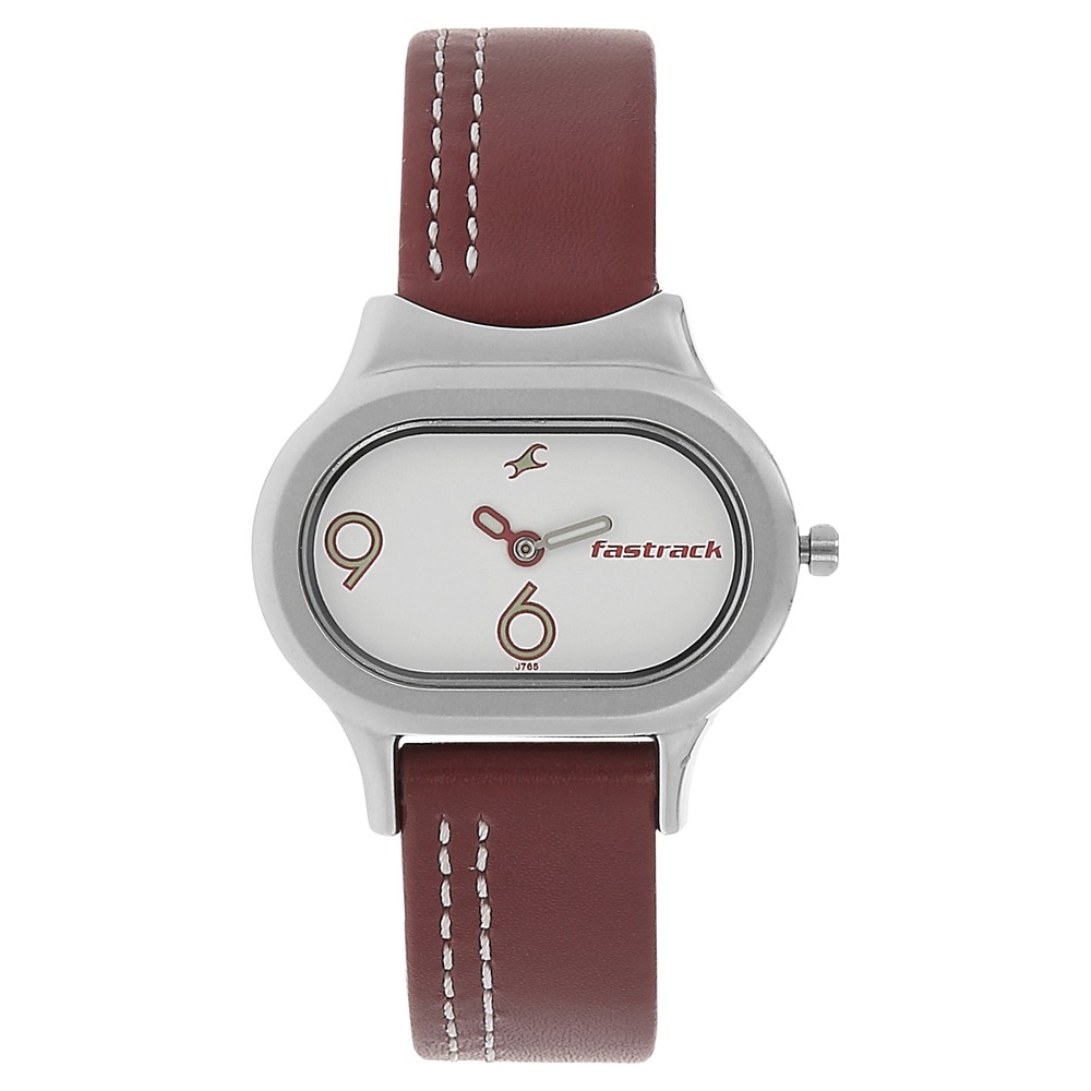 Buy Online Fastrack Quartz Analog White Dial Leather Strap Watch