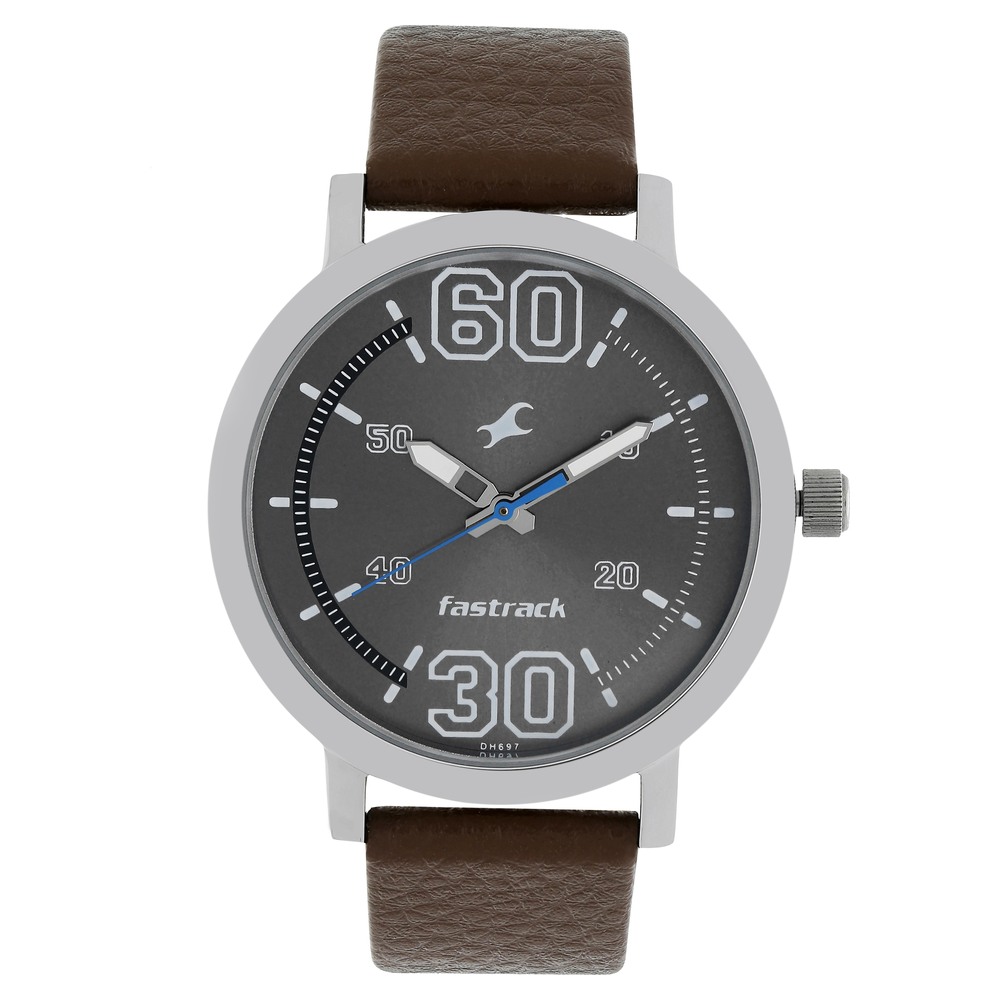 Buy Online Fastrack Fundamentals Quartz Analog Grey Dial Leather