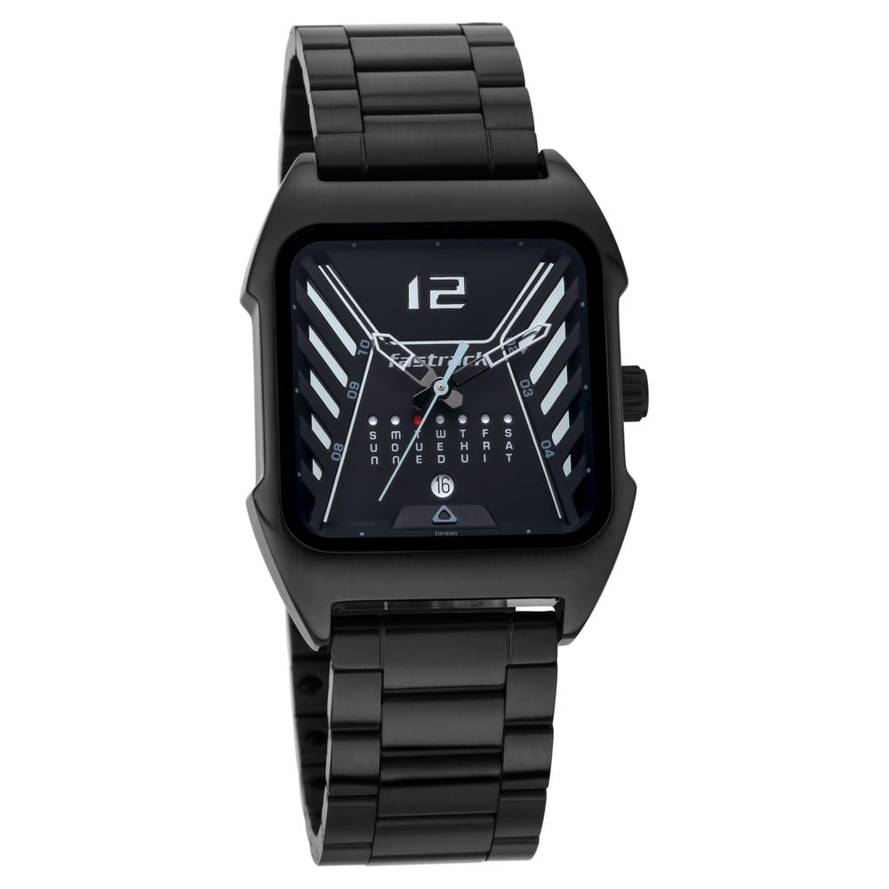 Buy Online Fastrack Gamify Quartz Analog with Day and Date Black Dial ...