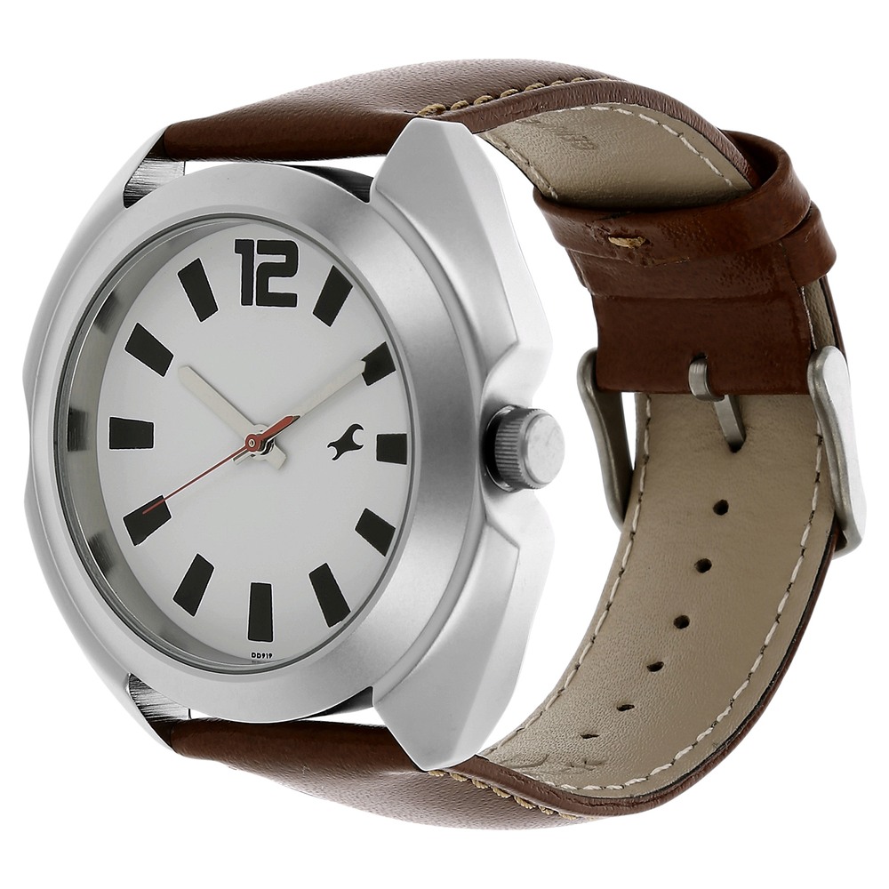 Buy Online Fastrack Quartz Analog White Dial Leather Strap Watch for ...
