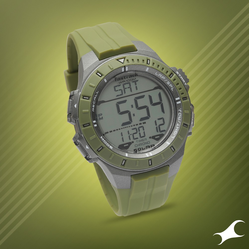 Buy Online Fastrack Streetwear Digital Dial PU Strap Watch for Guys ns38067pp04 Fastrack