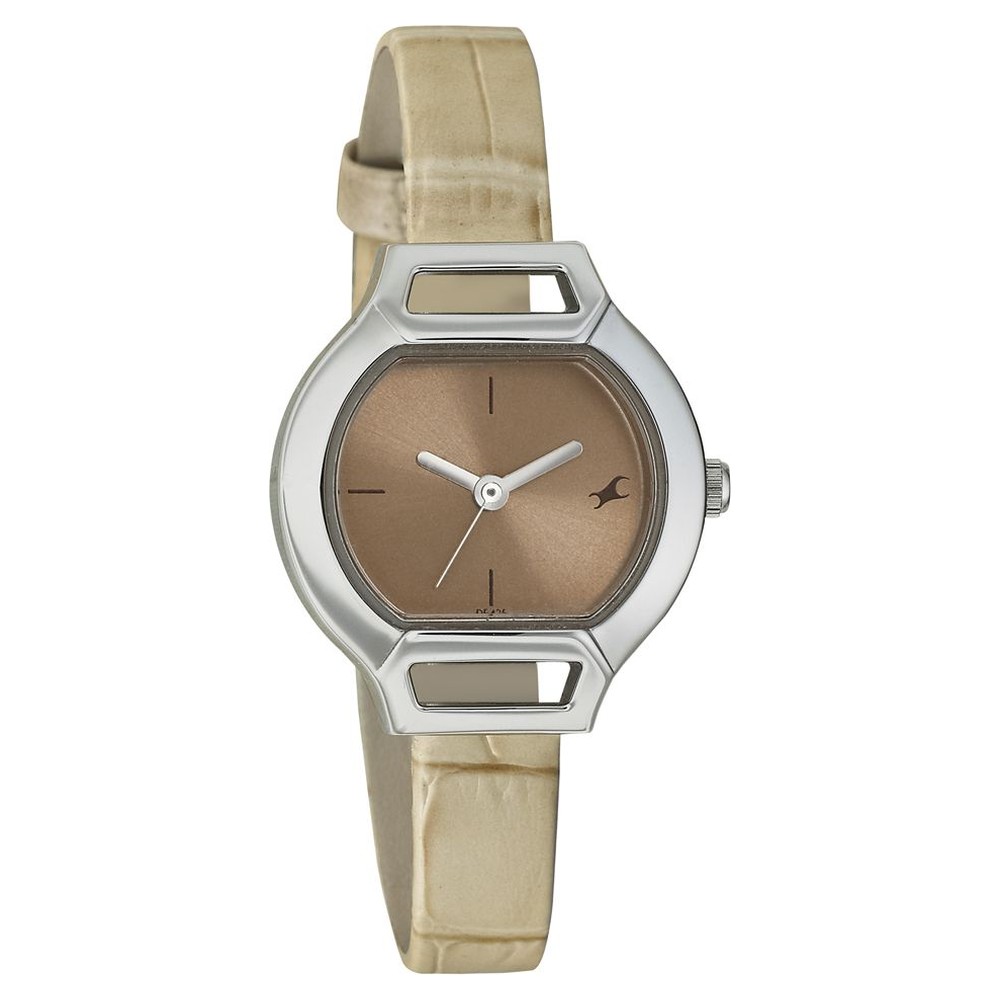 Buy Online Fastrack Quartz Analog Brown Dial Leather Strap Watch for Girls 6104sl02c Fastrack