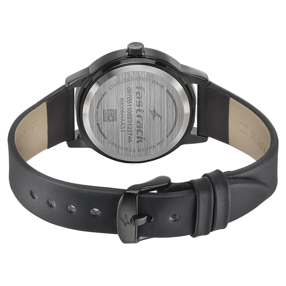 Buy Online Fastrack Pulse Quartz Analog Black Dial Leather Strap Watch ...