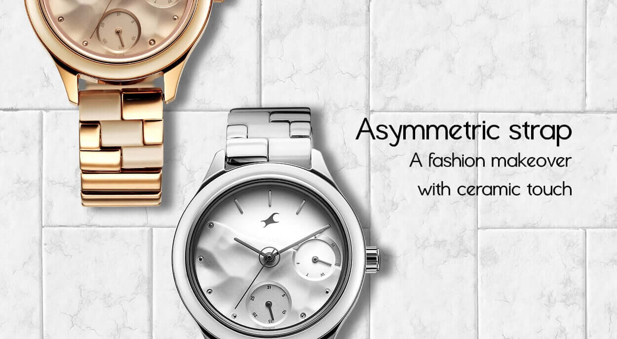 Buy Online Fastrack Cerame Quartz Multifunction Silver Dial With Silver Color Steel Ceramic Strap Watch For Girls 6294kd02 Fastrack