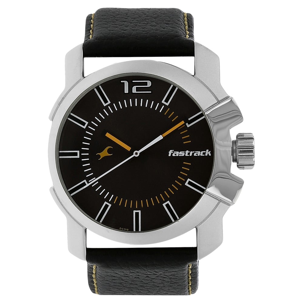Buy Online Fastrack Quartz Analog Grey Dial Leather Strap Watch for ...