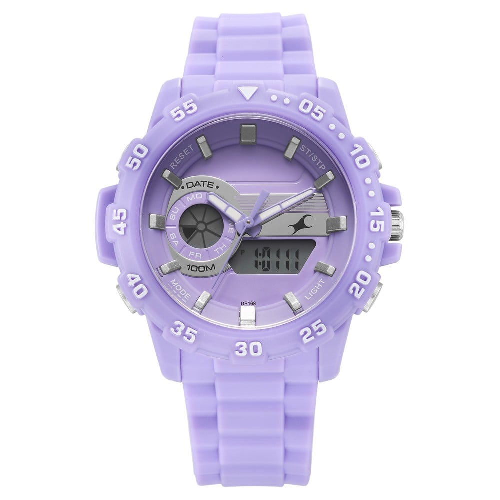Buy Online Fastrack Street line Quartz Analog Digital Purple Dial Silicone  Strap Watch for Girls 68029pp04 Fastrack India