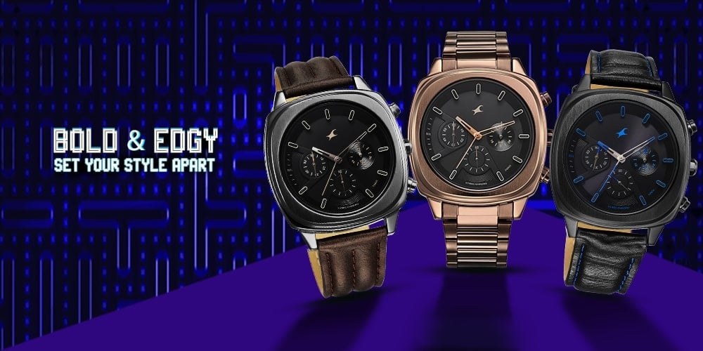 Buy Online Fastrack Kronos Chronograph Black Dial Brown Leather