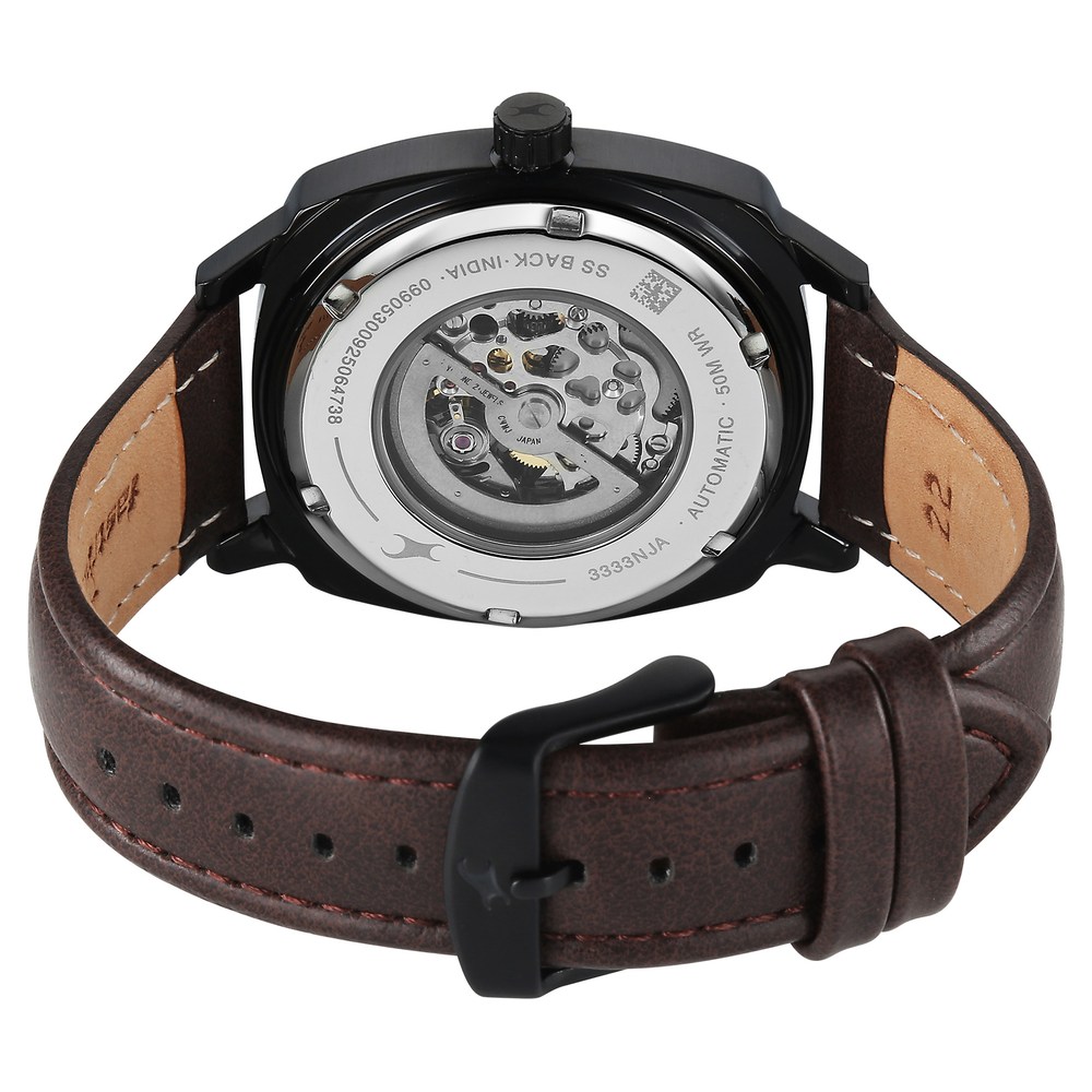 Buy Online Fastrack Automatics Collection Green Dial Brown Leather ...