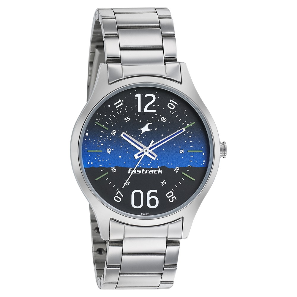 Buy Online Fastrack Space Rover Quartz Analog Blue Dial Stainless Steel ...