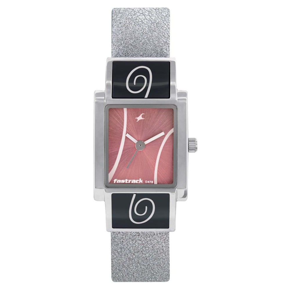 Buy Online Fastrack Quartz Analog Pink Dial Leather Strap Watch for ...